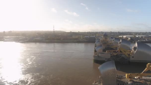 Барьер Темзы Лондоне Защита Высоких Приливов Наводнений — стоковое видео