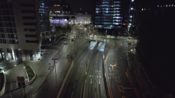 Birmingham City Streets Night Aerial View — Stock Video