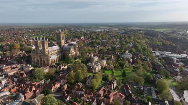 Ιστορική Lincoln City Στην Αγγλία Θέα Από Τον Καθεδρικό Ναό — Αρχείο Βίντεο