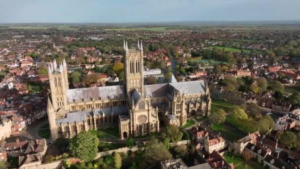 Letecký Pohled Historické Anglické Město Lincoln — Stock video