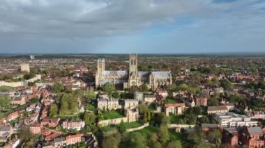 Lincoln City ve Katedral UK Öğleden Sonra Hava Görüntüsü