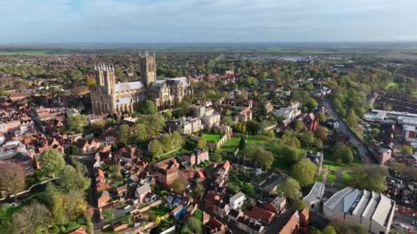 Historische Lincoln City England Mit Blick Auf Die Kathedrale — Stockvideo
