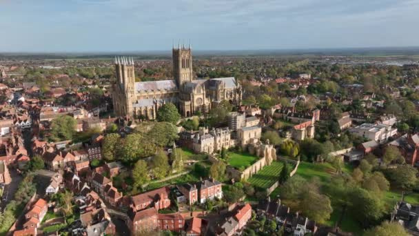 Cidade Histórica Lincoln Inglaterra Vista Pela Catedral — Vídeo de Stock
