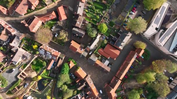 Lincoln City Straßen Und Dächer England Aus Der Vogelperspektive — Stockvideo