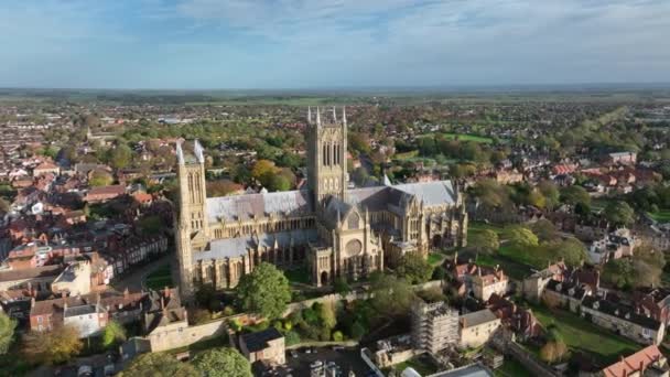 Vista Aérea Catedral Lincoln City Inglaterra — Vídeo de Stock