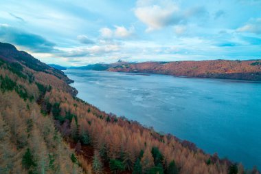 The famous Loch Ness in Scotland Aerial View