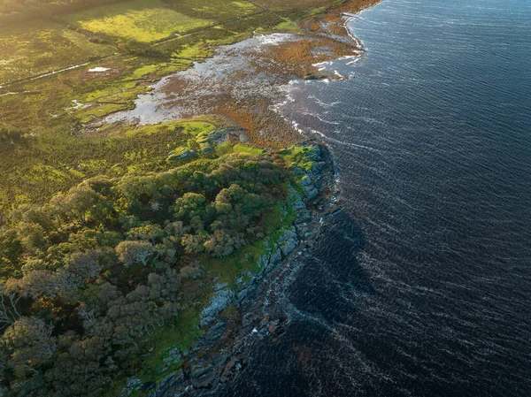 stock image Calm Waters Aerial View of the Scottish Coast at Sunset