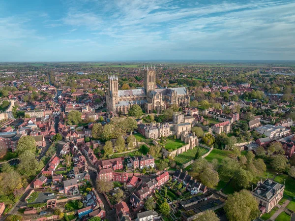 Aerial View Lincoln City Cathedral England Sunset View Royalty Free Stock Photos