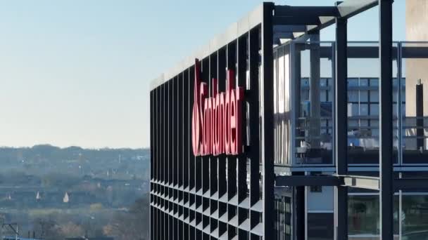 Santander Bank Headquarters Building Logo — Stock Video