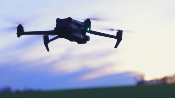Aerial Drone Lands Palm Hand — Vídeos de Stock