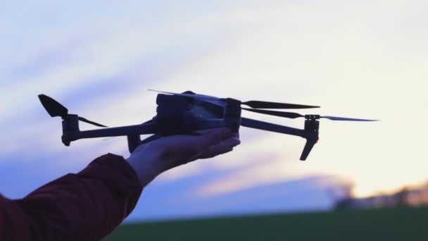 Person Has Drone Take Hand Slow Motion — Wideo stockowe