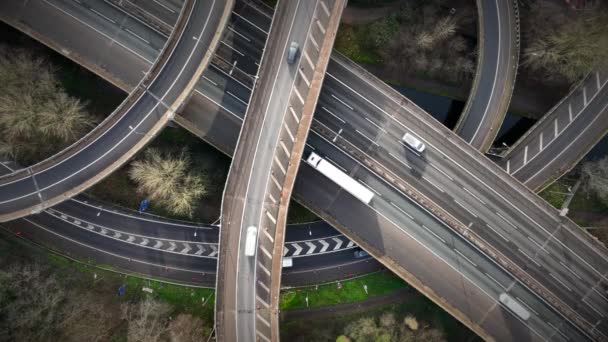 Aerial View Vehicles Driving Spaghetti Junction — Vídeos de Stock