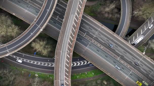 Aerial View Vehicles Driving Spaghetti Junction — Stok Video