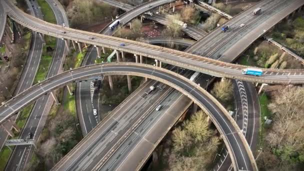 Spaghetti Junction Rush Hour Aerial View — Vídeos de Stock