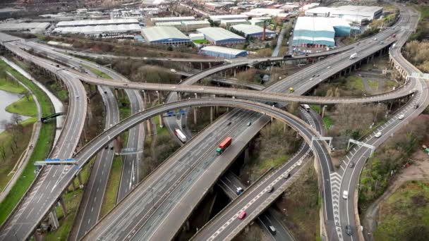 Spaghetti Junction Rush Hour Aerial View — Stok Video