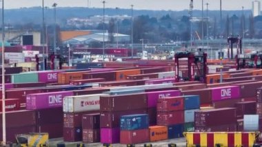 Port of Southampton - January 2023 - Shipping Containers Stacked at Port