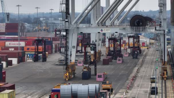 Port Southampton January 2023 Docks Handling Containers Cargo Ship — Stok video