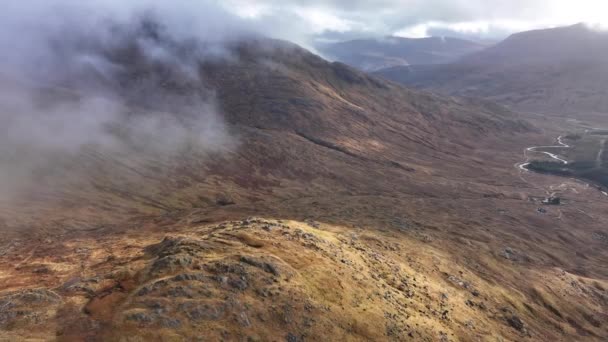 Scottish Landscape Aerial View Winter — Stockvideo