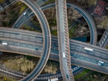 Spaghetti Junction at Rush Hour Aerial View clipart