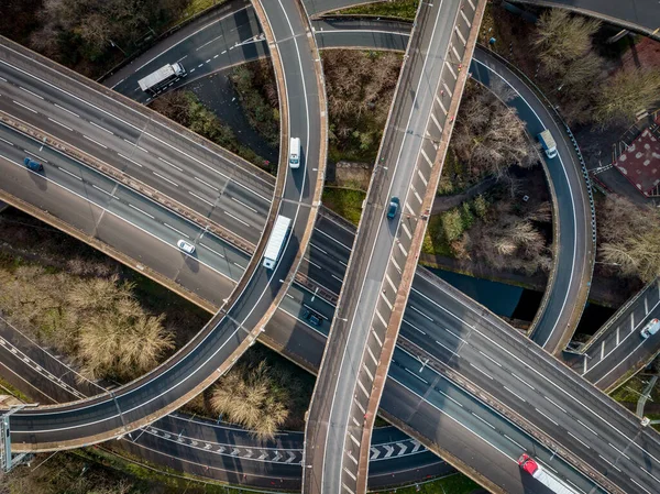 Aerial View Vehicles Driving Spaghetti Junction — Stock Photo, Image
