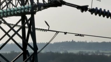Bir Elektrik Kulesi Hava Görüntüsü Çok Yakın Görüntüsü