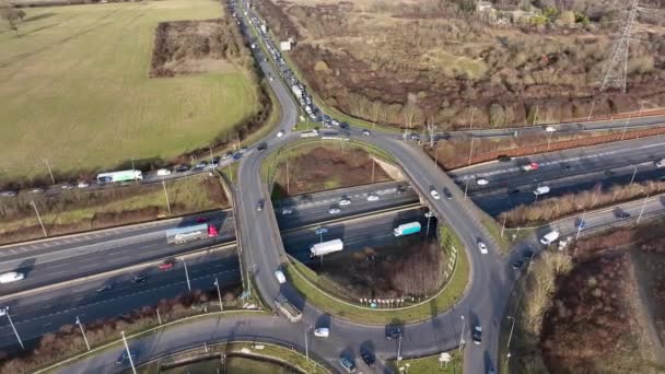 M25 Motorway Junction Aerial View Rush Hour — Vídeo de stock
