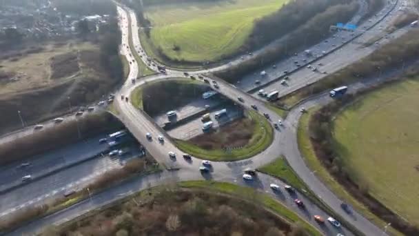 Motorway Roundabout Junction M25 Time Lapse Rush Hour — Vídeos de Stock