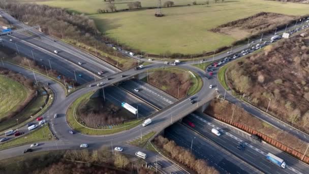 M25 Motorway Junction 21A Rush Hour Aerial View — Stockvideo