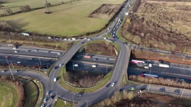 M25 Motorway Junction Aerial View Rush Hour — 비디오