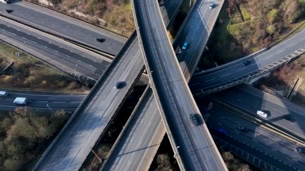 Highways M25 Motorways Interchange Aerial View — ストック動画