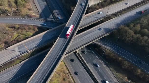 Highways M25 Motorways Interchange Aerial View — Stockvideo