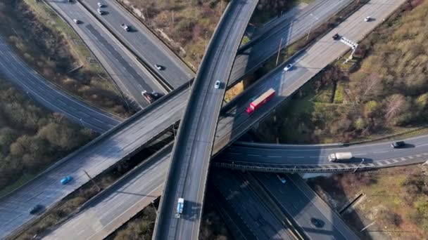 M25 Motorway Interchange Rush Hour Aerial View — Video Stock