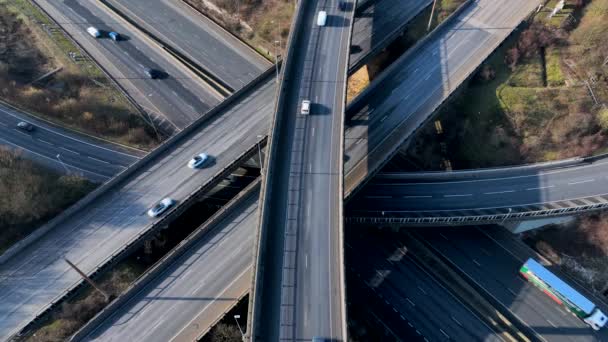 Reino Unido Autopistas M25 Intercambio Autopistas Vista Aérea — Vídeo de stock