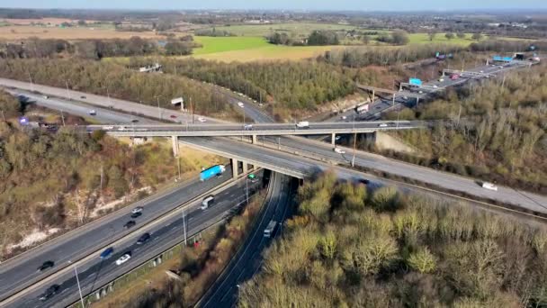 M25 Motorway Interchange Junctions Aerial View — Stock video