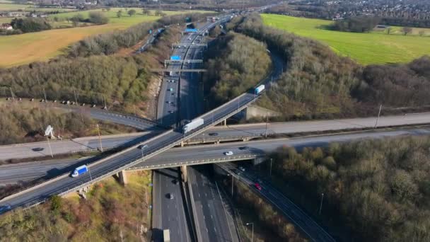 M25 Motorway Interchange Junctions Aerial View — Stok video