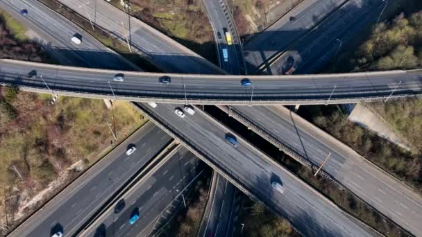 M25 Motorway Interchange Rush Hour Aerial View — 图库视频影像
