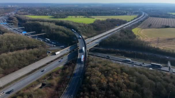 M25 Intercambio Autopistas Vista Aérea — Vídeo de stock