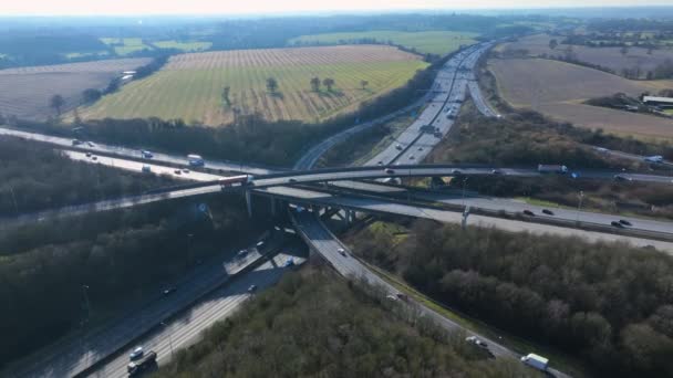 M25 Motorway Interchange Junctions Aerial View — Vídeo de Stock