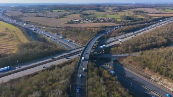 M25 Och Motorvägskorridorer Flygfoto — Stockvideo