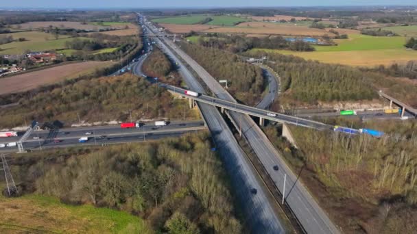 M25 Motorway Interchange Junctions Aerial View — Stockvideo