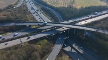 Time Lapse Vehicles Driving on a Highway Interchange Junction Aerial View