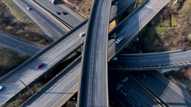 M25 Motorway Interchange Junctions Aerial View — 图库视频影像