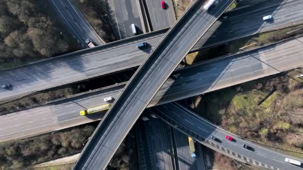 M25 Motorway Interchange Rush Hour Aerial View — Stockvideo