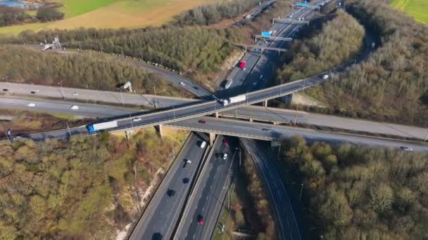 M25 Motorway Interchange Junctions Aerial View — Vídeo de Stock