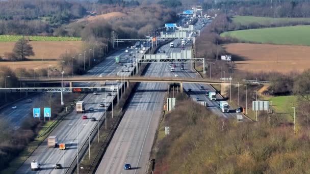 英国M25高速公路日落时的空中景观 — 图库视频影像