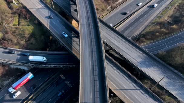 Aerial View Busy Highway Freeway Interchange — Video Stock