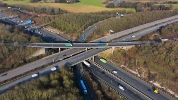 Time Lapse Vehicles Driving Highway Interchange Junction Aerial View — Video Stock