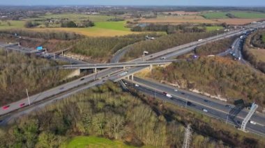 Aerial View of a Busy Highway and Freeway Interchange
