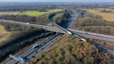 Aerial View of a Busy Highway and Freeway Interchange