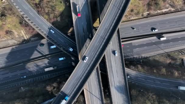 Aerial View Busy Highway Freeway Interchange — Video Stock